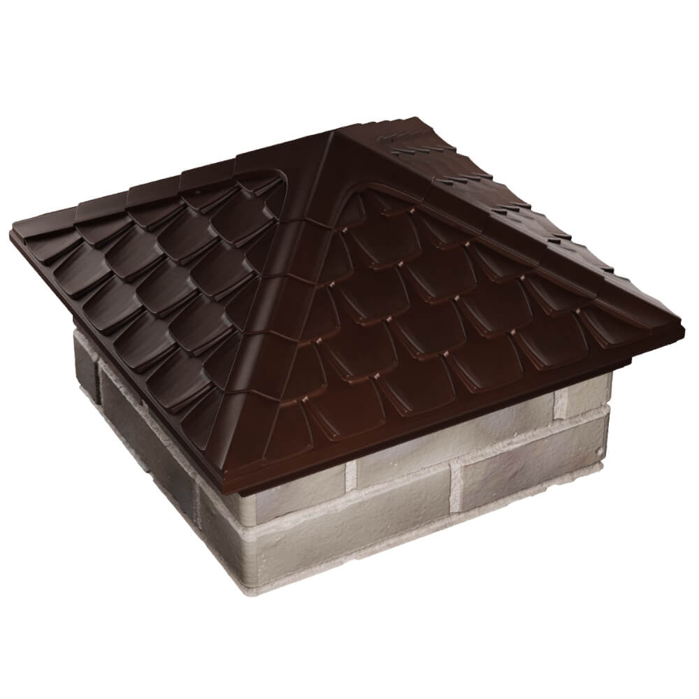 Колпак Zking Эльбрус Коричневый на столб 1.5х1.5 кирпича (385х385мм)